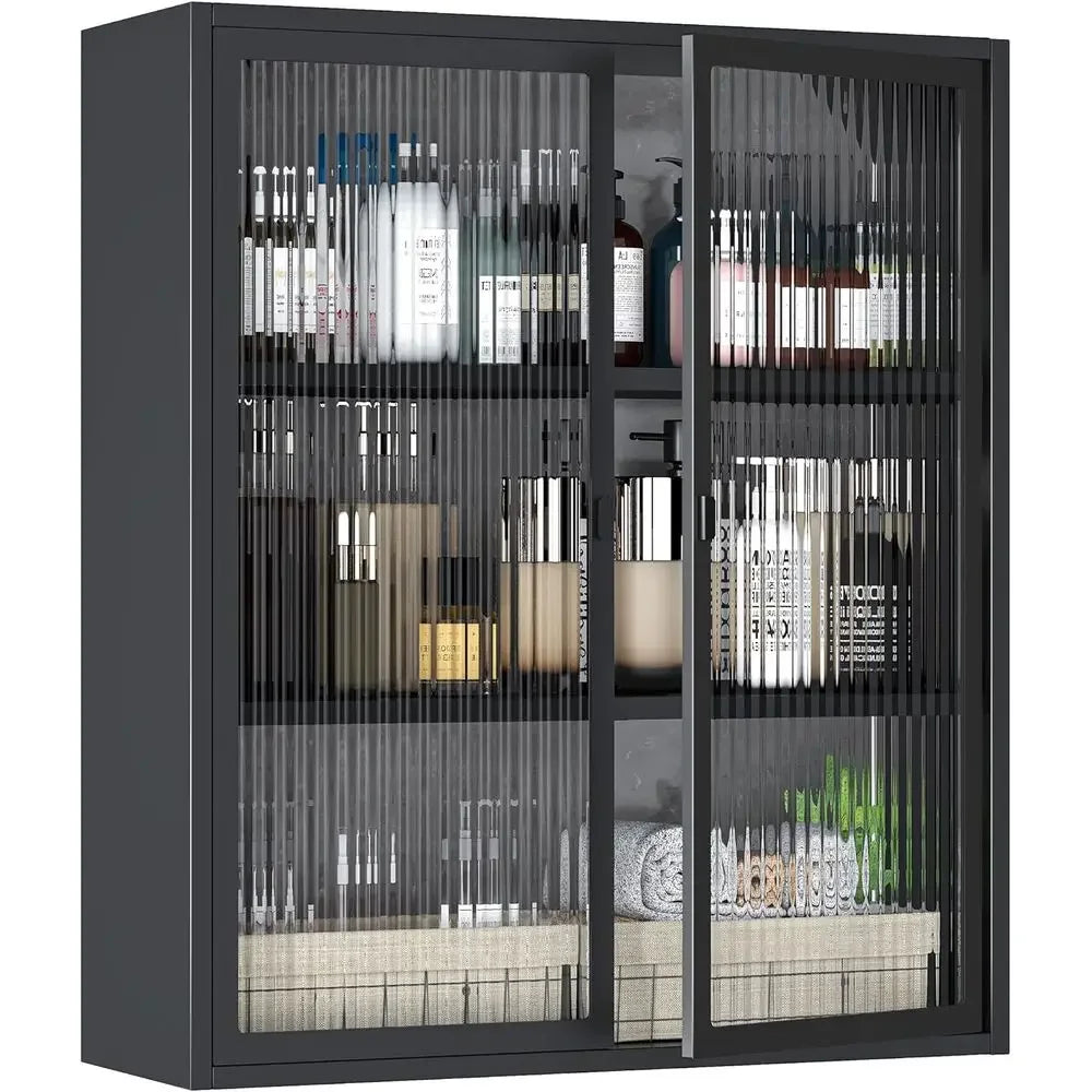 Glass Door Wall Cabinet for Bathroom, Laundry, Kitchen