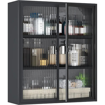 Glass Door Wall Cabinet for Bathroom, Laundry, Kitchen