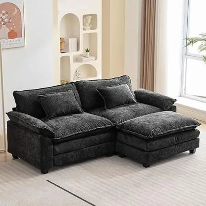 86" Modular Sectional Sofa with Ottoman Throw Pillows
