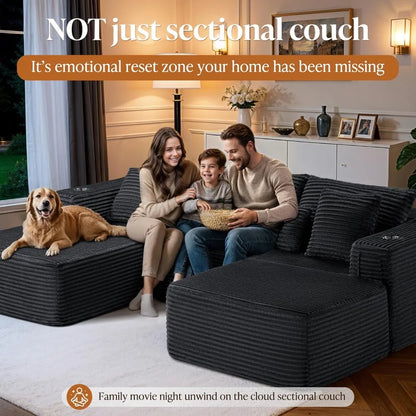 108" Cloud Sectional Couch with Extra Deep Seating