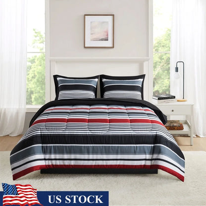 7 Piece Queen Comforter Reversible Bedding Set
