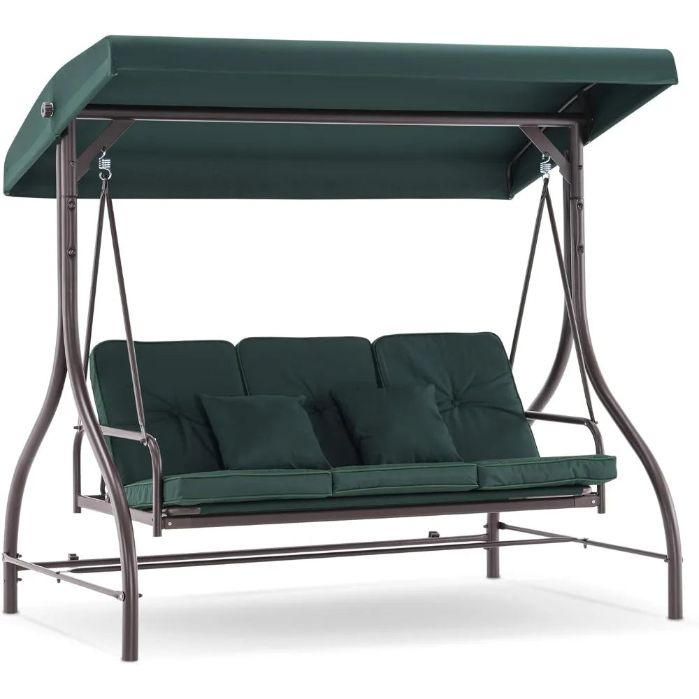 3-Seat Outdoor Patio Swing Chair with Removable Cushions