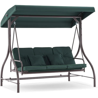 3-Seat Outdoor Patio Swing Chair with Removable Cushions