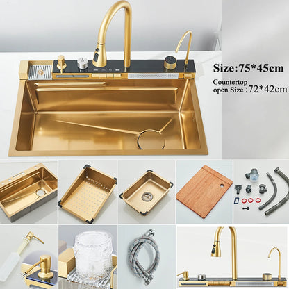 304 Stainless Steel Waterfall Kitchen Sink
