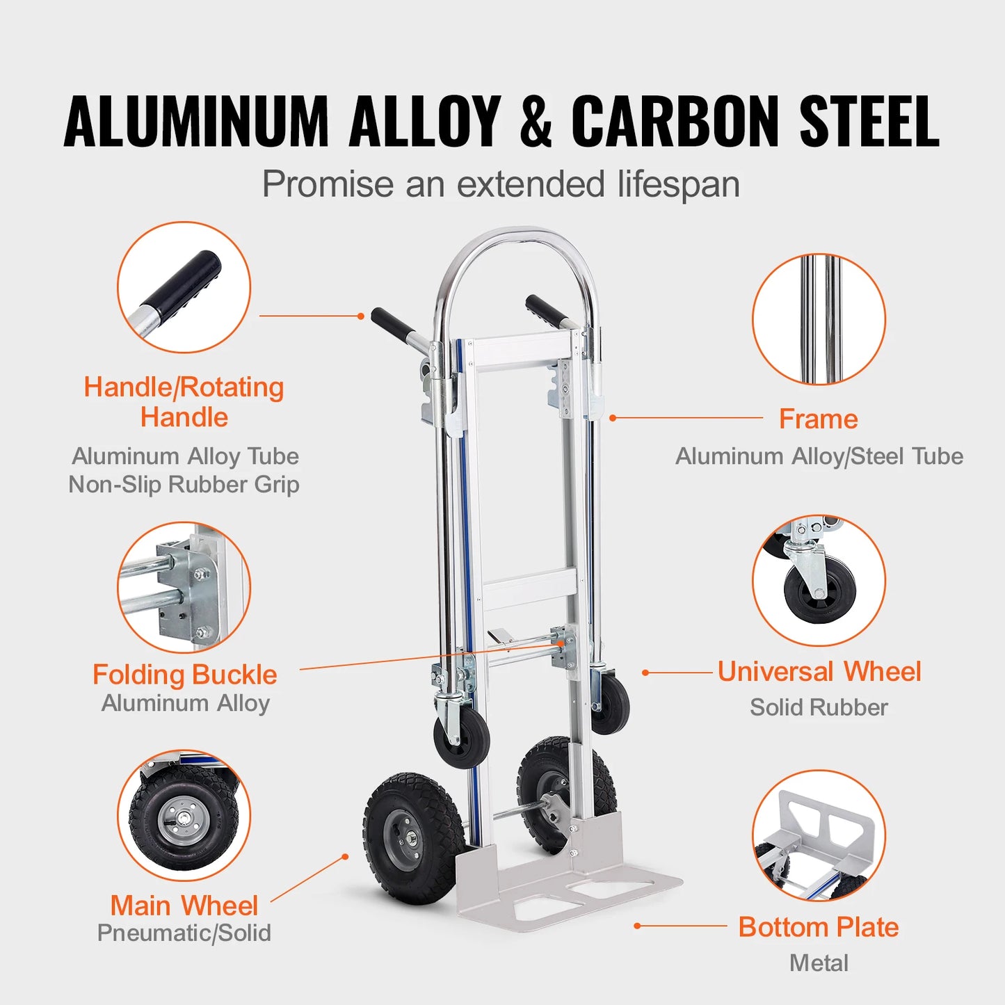 Aluminum Heavy Industrial Collapsible Dolly Cart