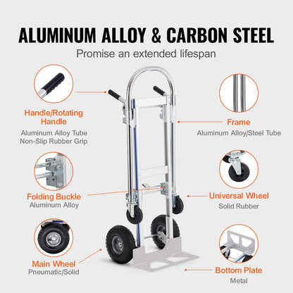 Aluminum Heavy Industrial Collapsible Dolly Cart