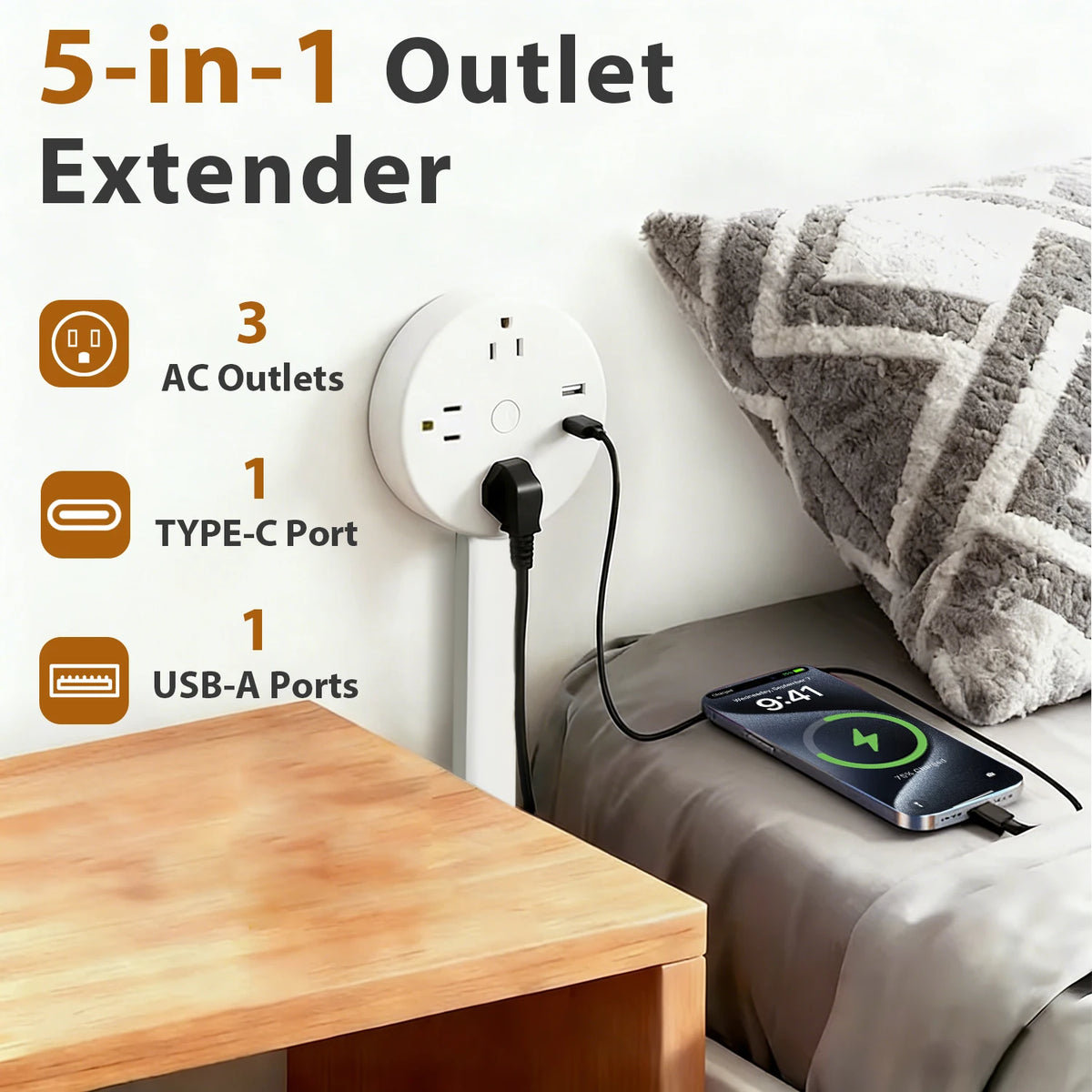3 Style Retractable Sockets Adjustable Electrical Outlet Extender