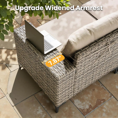 5Pcs Conversation Patio Furniture Set with Solar Lamp