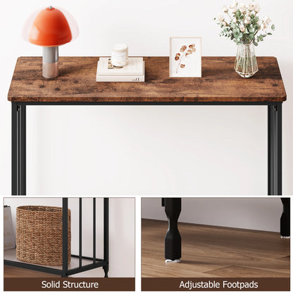 Narrow Entryway Console Table with Glass Shelf