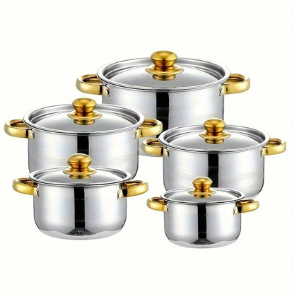 5-Piece Golden Stainless Steel Cookware Set
