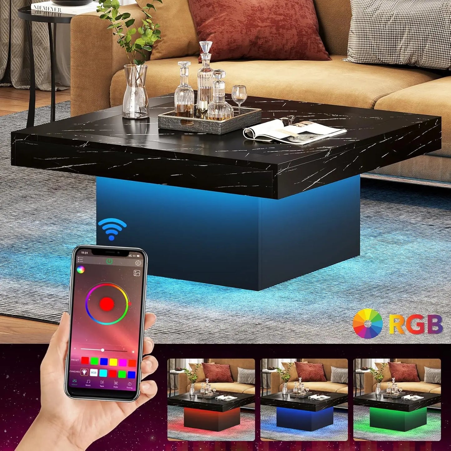 Coffee Table with LED lighting