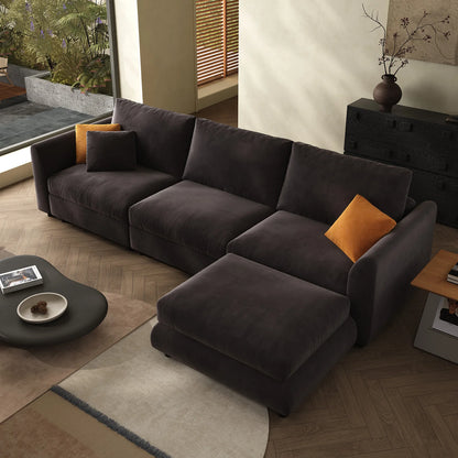 108.2'' Comfy Cloud Couch Modern Sectional Sofa with Ottoman
