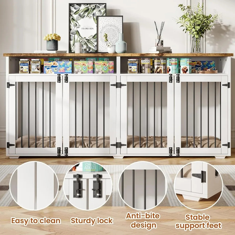 72'' Indoor Dog Kennel with 4 Doors for Large/Medium Dogs