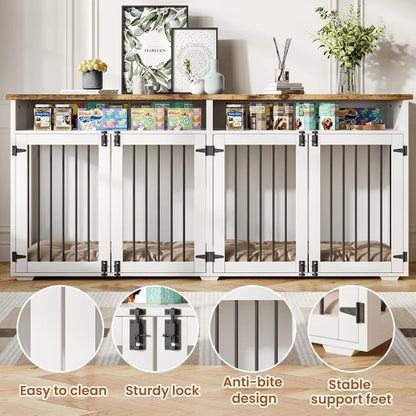 72'' Indoor Dog Kennel with 4 Doors for Large/Medium Dogs