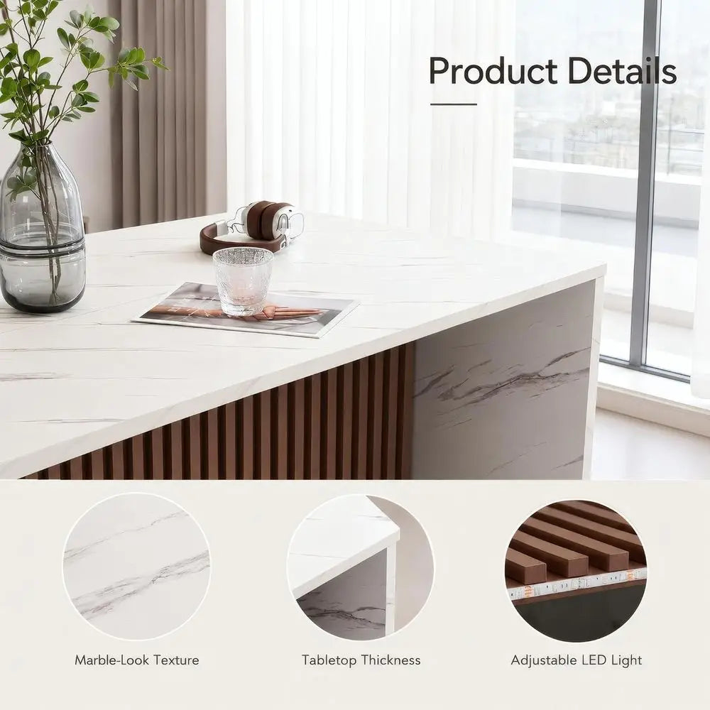 59 Inch Modern Marble Kitchen Island Table