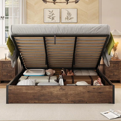 Lift Up Storage Bed, King Bed Frame with Storage