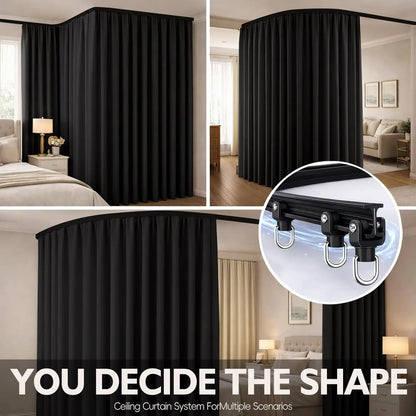 Blackout Room Divider Curtain Set with Ceiling Track