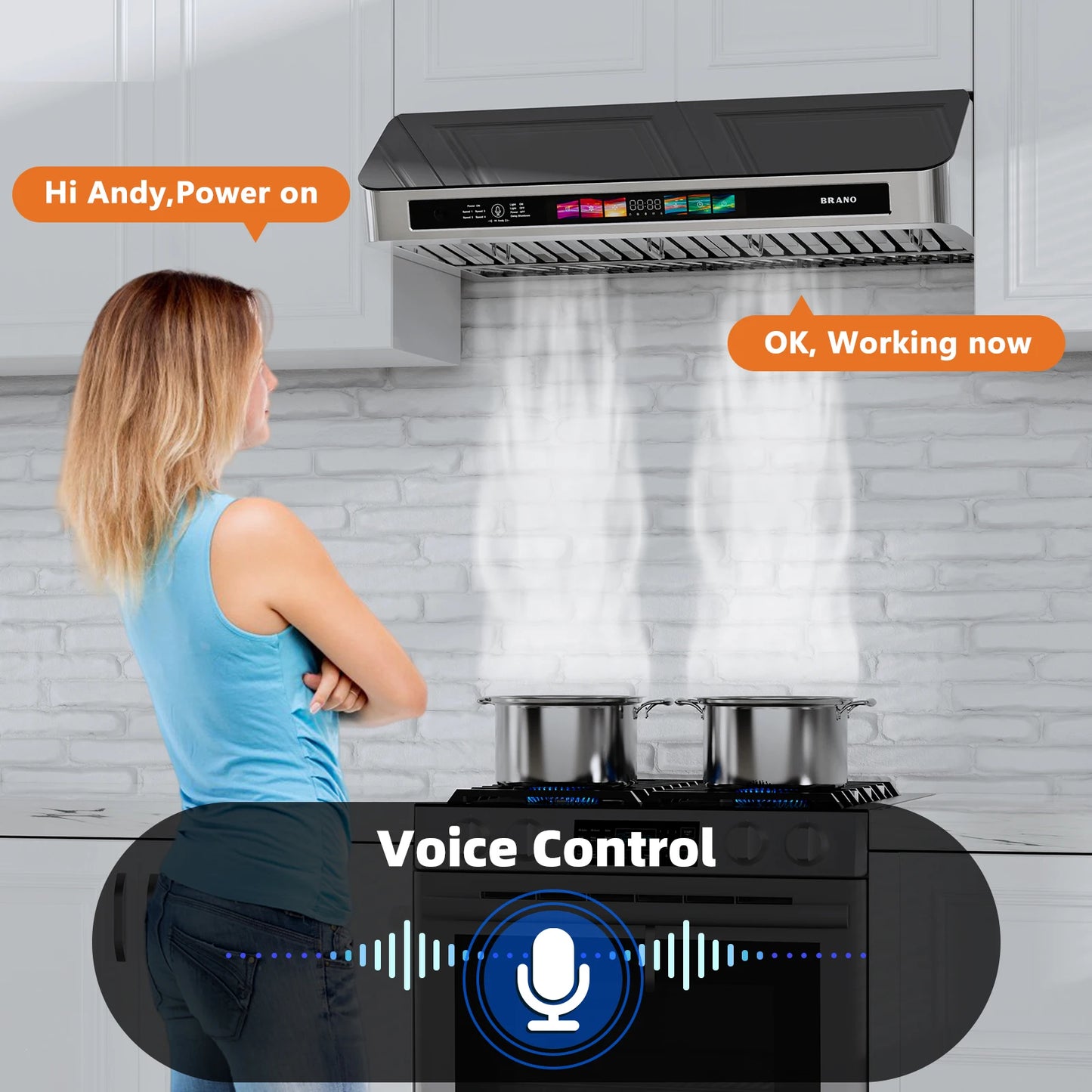 30/36 Inch Under Cabinet Range Hood with Voice/Gesture/Touch Control