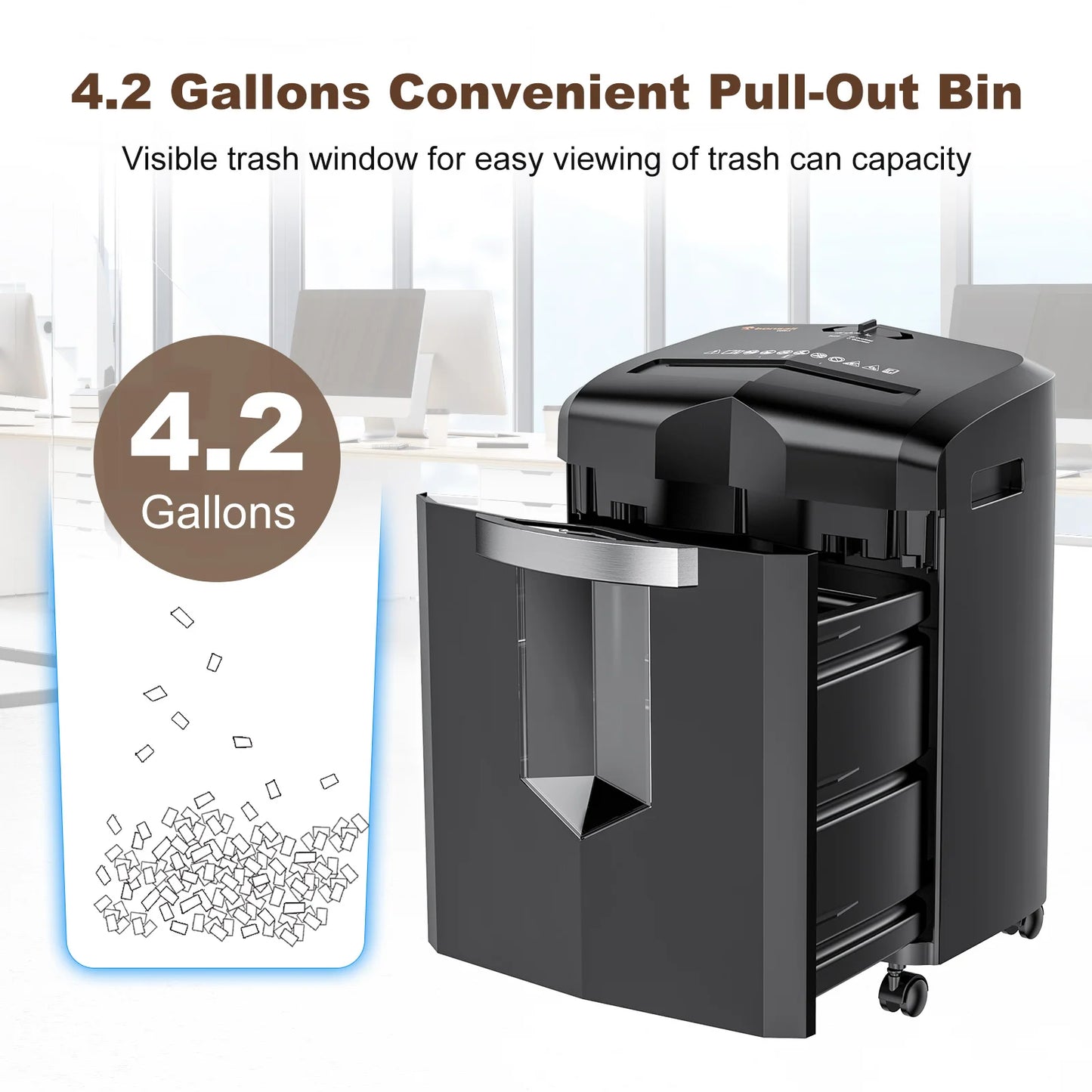 12-Sheet Micro Cut Paper Shredder with Pullout Wastebin.