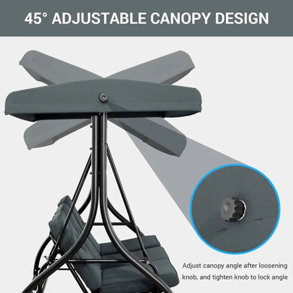 3-Seat Patio Swing with Adjustable Canopy