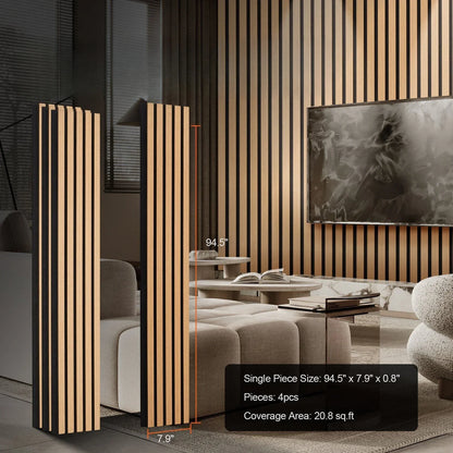 7.9 x 94.5-inch 4 PCS Wood Slat Acoustic Panels