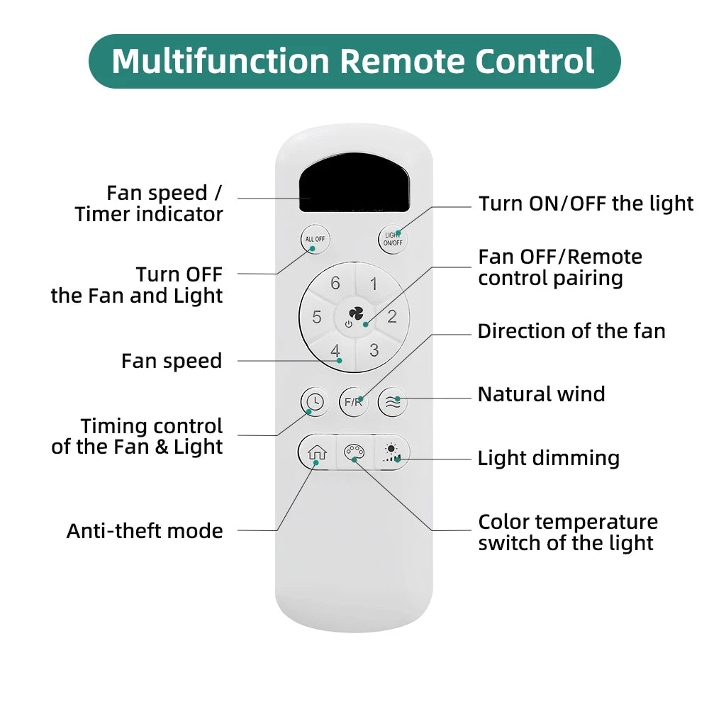 52-Inch Flush Mount 6-Speed ceiling fan with remote