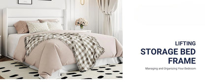 Queen Size Velvet Lift Up Storage Bed Frames