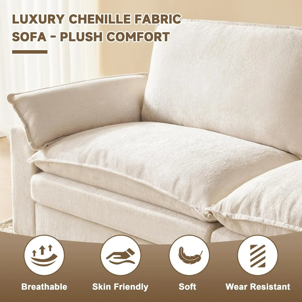 114 Inch L Shaped 4 Seat Sectional Sofa with Ottoman