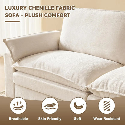 114 Inch L Shaped 4 Seat Sectional Sofa with Ottoman