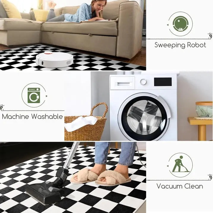 Checkered Area Rugs for Living Room Bedroom