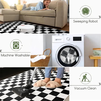 Checkered Area Rugs for Living Room Bedroom