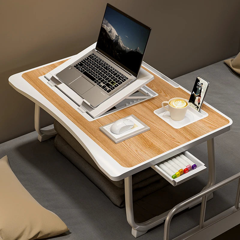 Foldable laptop desk with sturdy desk drawers