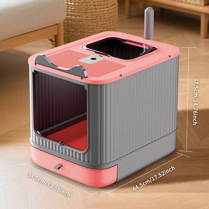 Foldable Cat Litter Box with Lid and Scoop