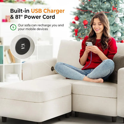 Oversized Modular Sectional Sofa with Storage and USB Chargers