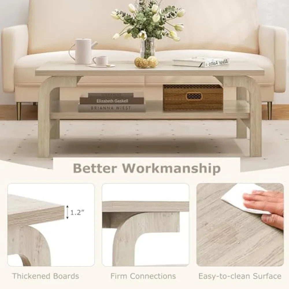 2-Tier Coffee Table with Storage
