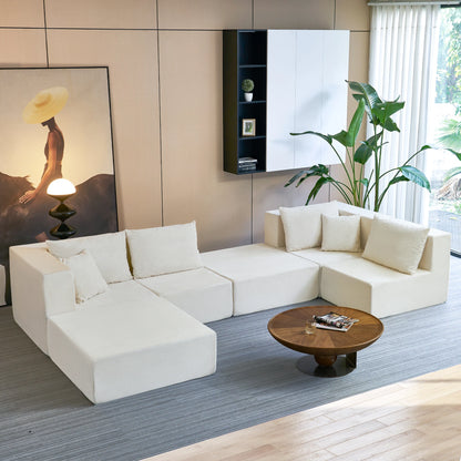 140"Corduroy Sleeper Modular Sectional Sofa