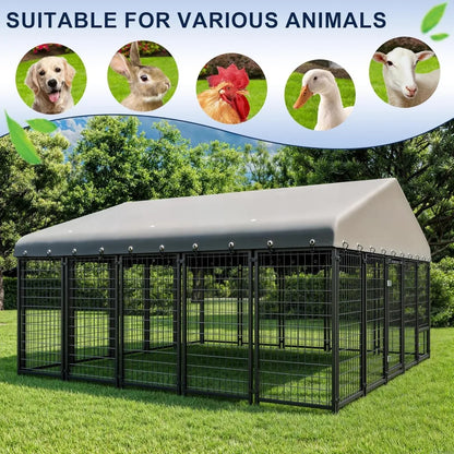 10X10FT Outside Heavy-Duty Outdoor Dog Cage with Roof and Double Lock