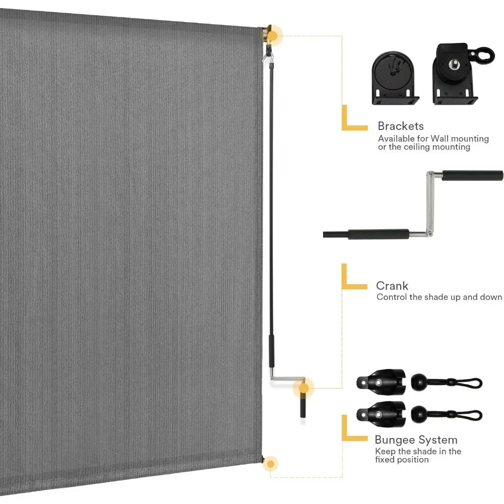 Outdoor Patio Cordless Blinds Roll Up Shade,
