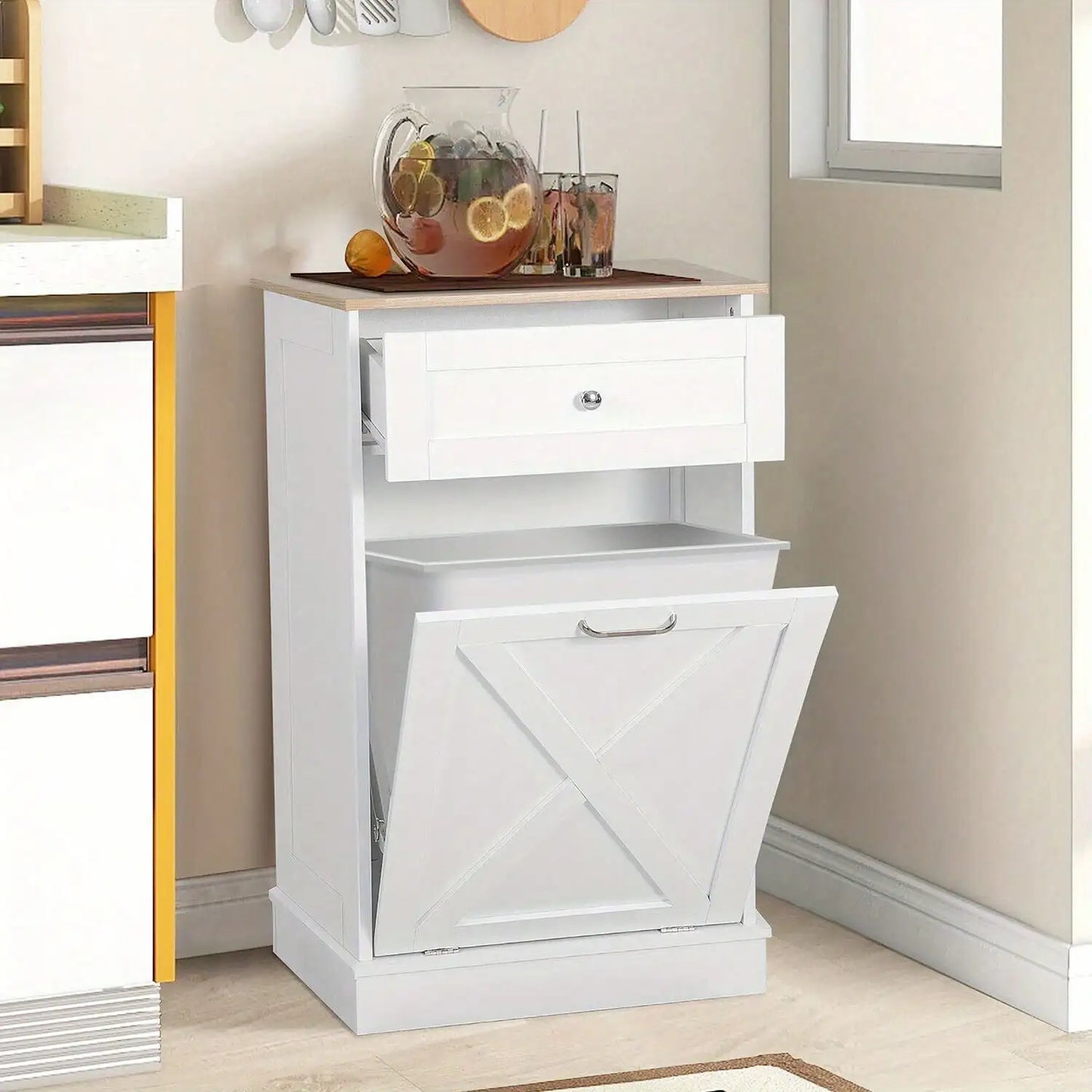 Kitchen Storage Tilt Out Trash Can Cabinet