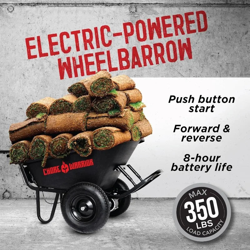 Electric Wheelbarrow 350LB Capacity, & 8H Battery Life