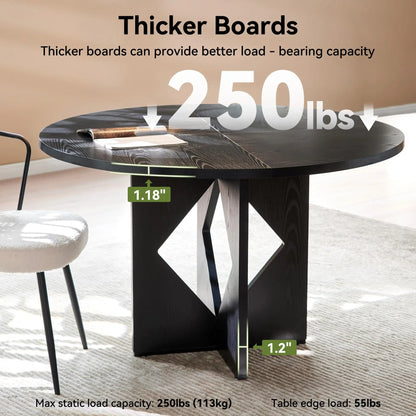 47 Inches Farmhouse Dinner Table with Wooden Pedestal Base