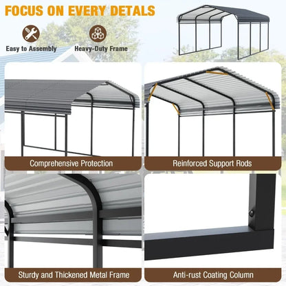 10 x 15 FT Heavy Duty Carports with Galvanized Steel Roof