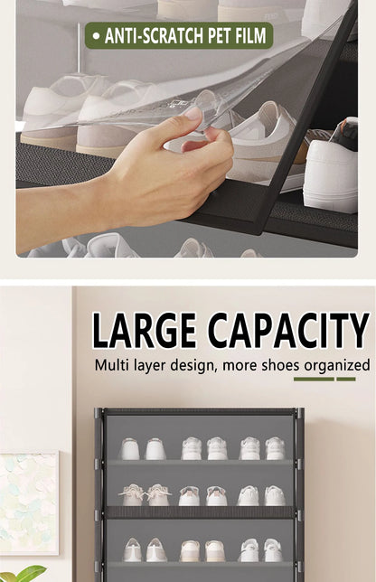 Multi-layer Shoe Cabinet Organizer with Clear Lid