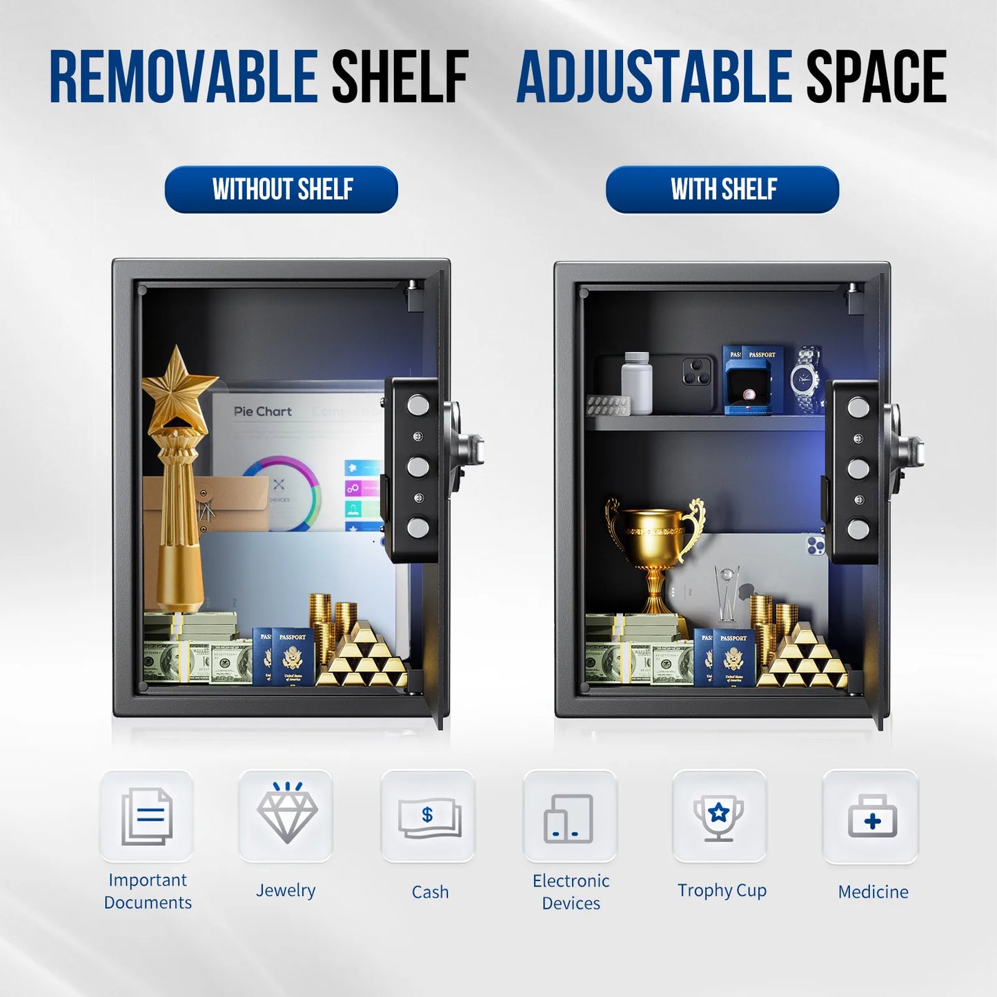 Fireproof Biometric Safe Box Hidden Design