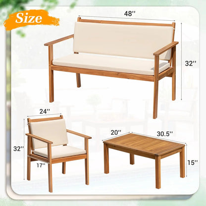 4 Piece Patio Bistro Set w/ Loveseat Coffee Table