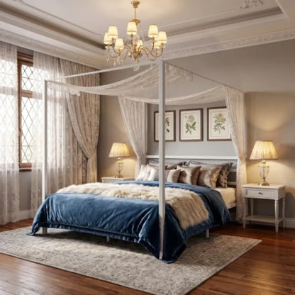 Canopy Bed Frame with Heavy Duty Support Slats