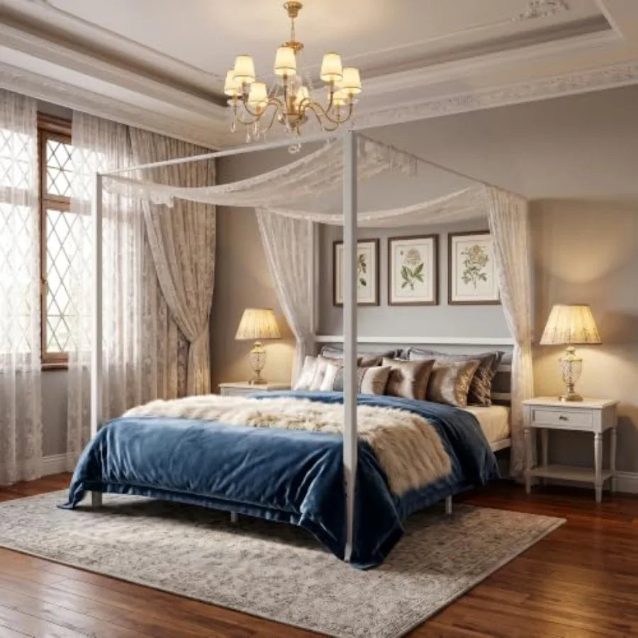 Canopy Bed Frame with Heavy Duty Support Slats