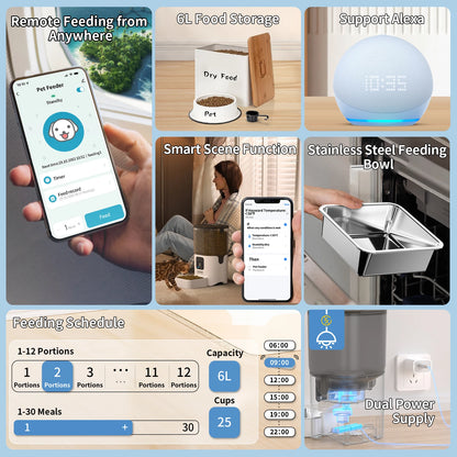 Smart Automatic Cat Wi-Fi Pet Feeder with APP Control for Remote Feeding