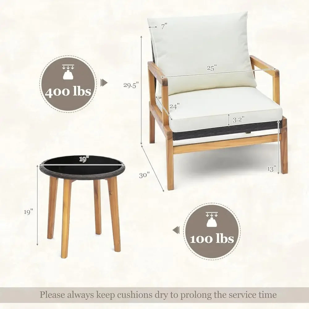 3-Piece Wicker Patio Furniture Set