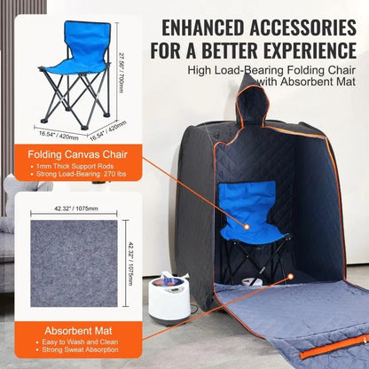 1200W Portable Steam Sauna Tent for Home Wellness Therapy